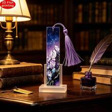 2D Flat Elegant Purple Floral Galaxy Bookmark With Silky Tassel, Creative Reading Page Clip, Aesthetic Book Accessory, Unique Gift For Bookworms - One Size Fits All - View 5