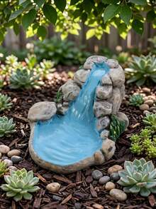 1/2pcs Vintage Mini Landscape Garden DIY Decor, Blue DIY Small Pond Fairy Garden Lawn Decoration, Mountain Dollhouse Decor Handicraft, Car Dashboard Daily Commute Scene Decoration, Exquisite Handmade Craft For Car Owners, Mini Landscape Details, Car Decoration Accessories - A - View 7