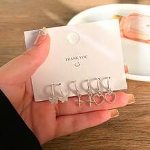 European And American Hot-Selling Fashion Oil Drop Heart Butterfly Faux Pearl Earrings Set For Women - Set 4 - View 22