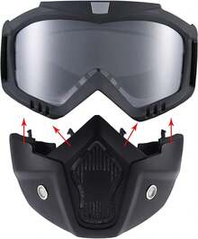 Máscara Facial Deportiva Negra con Lente HD, Espuma Cómoda y Correa Ajustable, para Paintball, Motociclismo, Esquí y Exterior - Blanco - Ver 3