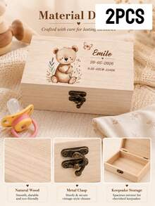 Custom Wooden Memory Box, Cute Animal Theme Keepsake Storage Box, Personalized Name Date Gift For Home Decor, Customized Birthday Anniversary Present, Customizable Name Christmas Holiday Keepsake For Family, Teachers' Day - Style a - View 10