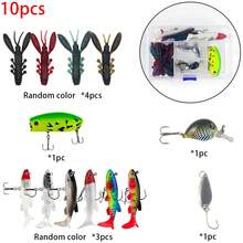 Mixed Hard Soft Fishing Lures Tackle Box Kit, Contains Minnow Popper Crankbait Metal Spoon Crawfish Soft Baits, Realistic 3D Painting With Sharp Treble Hooks, Divided Clear Storage Box For Bass Trout Fresh Saltwater Angling Gear - Multicolor - View 11