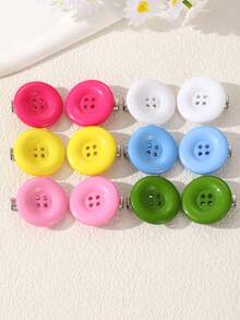 6 pezzi/12 pezzi Fermagli per capelli da donna con grandi bottoni rotondi color caramella, fermagli laterali singoli Y2K carini con colori dopamina brillanti, accessori per capelli dolci per ragazze, adatti per acconciature versatili quotidiane con frangia spezzata - Multicolore - Visualizzare 12