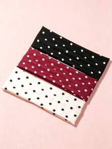 3pcs Women's Polka Dot Soft Elastic Fabric Non-Slip Retro Headbands, Suitable For Daily Fitness Yoga Casual, All Season Wear - Multicolor - View 6
