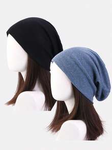 2pcs Oversized Slouchy Beanie Hats, For Cancer/Chemo Patients - Multicolor - View 15