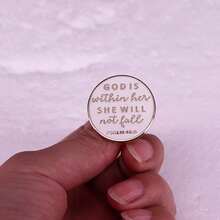 "God Is With Her, She Shall Not Fall" Psalm 46:5 Letter Faith Brooch Badge Jewelry Lapel Backpack Accessory Christmas Pin - A - View 5