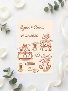 Custom Text Wedding Playing Cards, Romantic Wedding Elements Illustration Personalized Bride Groom Poker Cards, Custom Wedding Favor Keepsake Card Game For Wedding Party Guest Gift - Multicolor - View 7