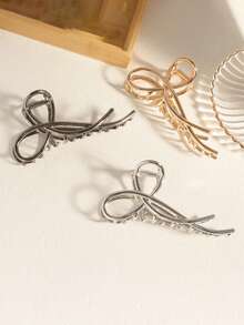 1Pc Twist Bow Hollow Metal Hair Claw Clip Set, Elegant Long Jaw Clamp For Daily Office Dating Party - Multicolor - View 7