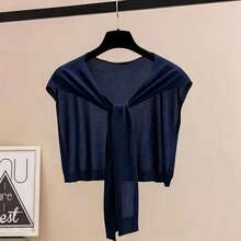 Summer Sun Protection Air Conditioning Collar Shoulder Wrap Ice Silk Knit Outerwear Shawl Spring Autumn Short Neck Protector Thin - Multicolor - View 20