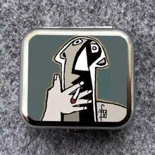 Portable Durable Mini Metal Ashtray, Famous Painting Pattern, Colorful Image Pocket Ashtray, Suitable For Car And Outdoor Use, Creative Gift, Smoking Accessory - Multicolor - View 6