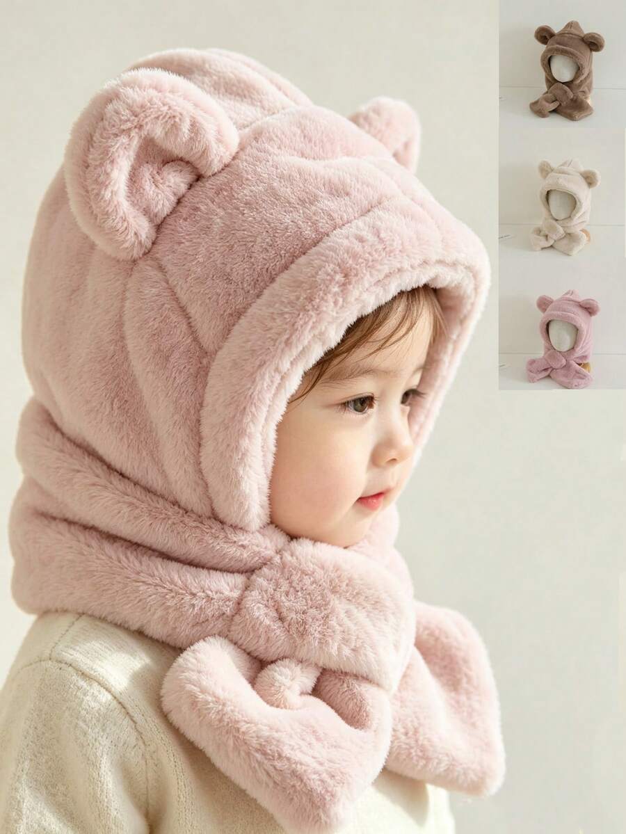 Kids Hat Scarf Set, Autumn/Winter Cute Thermal Lined Earflap Beanie, Warm Pullover Hat For Boys And Girls - Multicolor - View 1