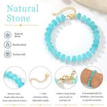 Colorful Natural Stone Bead Bracelet, Suitable For Women, Bohemian Handmade Gemstone Bracelet, Stackable, Suitable For Summer Daily Beach Party Jewelry Gift. - Stone Bracelet Style 2 - View 5