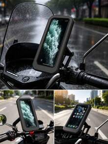 Waterproof Motorcycle Phone Holder Handlebar Mount, Universal Bicycle Phone Bag With Touchscreen, Rainproof Phone Case For GPS Navigation, Cycling Scooter Bicycle Handlebar Phone Holder, Outdoor Cycling Accessories - A - View 2