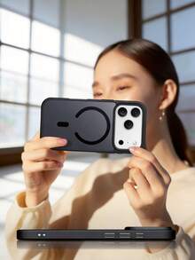 Black Matte Semi-Transparent 2-In-1 Anti-Stain Anti-Fingerprint Shockproof Phone Case, Smooth Touch Body Without Fingerprints, TPU Frame Effectively Prevents Drops And Shock, Matte Semi-Transparent PC Back Plate, Suitable For Apple 18 Pro / 18Pro Max / 17 16 15 14 13 12 11 Pro ProMax Plus Series, Screen Protection Camera Protection Case, Phone Case Protective Cover - Black - View 8