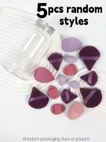 5pcs Makeup Sponges, Randomly Shipped In Bag Or Storage Jar, Makeup Sponge & Mini Makeup Sponge & Powder Puff & Mini Powder Puff & Mini Finger Cushion Puff, Foundation Mixing Beauty Sponge, Liquid, Cream And Powder Flawless, Multi-Color Makeup Sponges, Latex-Free Dry And Wet Use Foundation Makeup Sponge, Includes Cushion Puff, Latex-Free Blending Sponge And Makeup Puff, Suitable For Liquid Foundation, Foundation, Concealer. Suitable For All Skin Types. Made Of Ultra-Soft Velvet, Designed For Contouring, Eyes And Corners, Makeup Sponge Foundation Mixing Container. - Multicolor - View 6