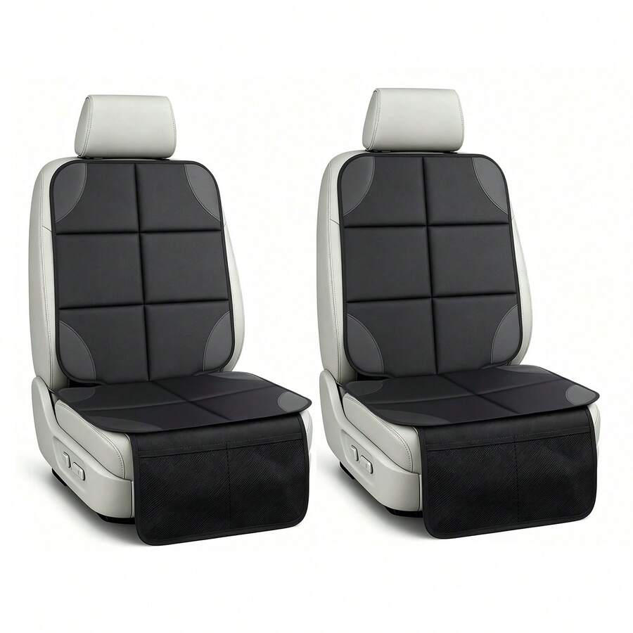 2pcs Car Seat Protector Pads, Fits All Car Seats, Large Size Car Seat Cushions, Waterproof 600D Fabric, With 2 Storage Pockets, Universal Size - Multicolor - View 1