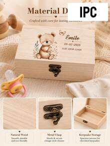 Custom Wooden Memory Box, Cute Animal Theme Keepsake Storage Box, Personalized Name Date Gift For Home Decor, Customized Birthday Anniversary Present, Customizable Name Christmas Holiday Keepsake For Family, Teachers' Day - Style a - View 13