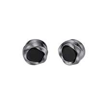 Smooth Twisted Infinity Heart Stud Earrings, Unisex Black Gemstone Mini Studs, High-End Romantic Holiday Gift For Her/Him, Versatile Minimalist Fashion Jewelry For Office And Date Night - one-size - View 12