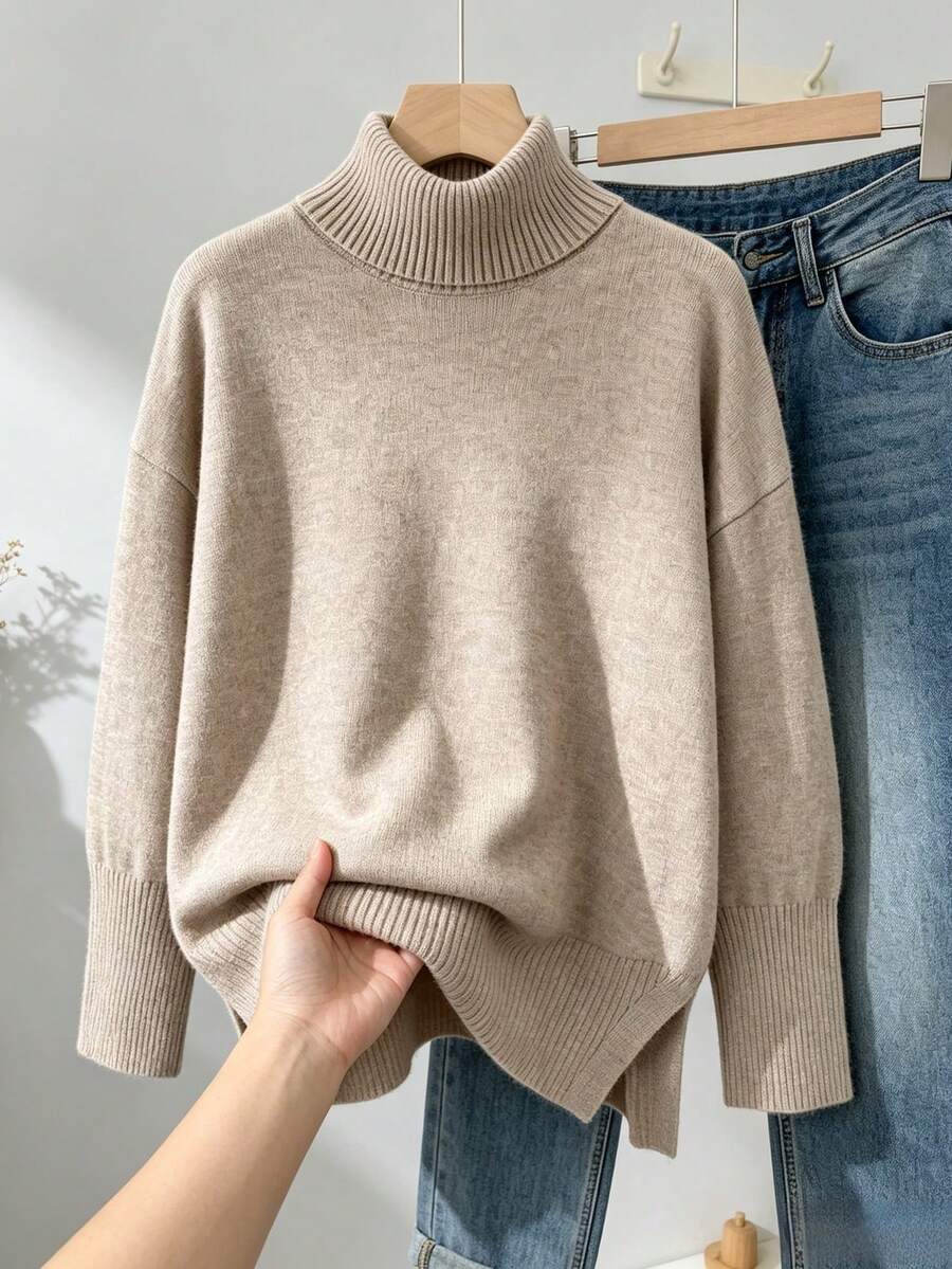 GIGOGOU Women's Loose Turtleneck Sweater, Warm Casual Long Sleeve Top, Autumn/Winter Fall