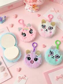 1 PC New Round Cartoon Plush Pendant Book Unicorn Big Eyes Cute Notebook Children's Pocket Book - Multicolor - View 4