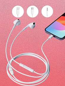 有線入耳式耳機，兼容 Lightning 接口、Type-C 耳機 USB-C 插頭與 3.5mm 插孔，佩戴舒適，配備麥克風，適用於筆記型電腦及 iOS/Android 設備 - 查看 1