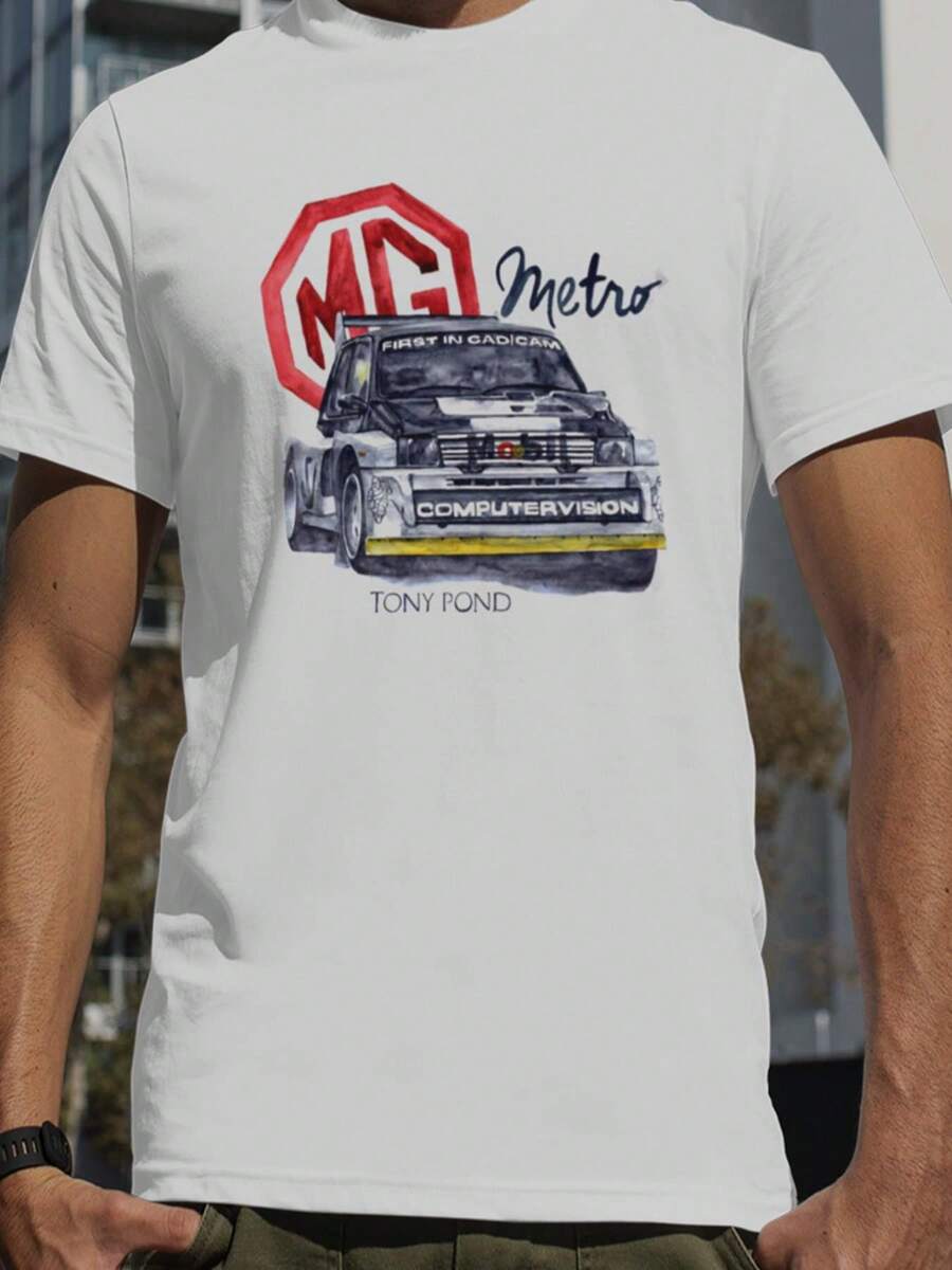 Camiseta Original Rallye Group B MG Metro para Hombre, Ropa Urbana, Camiseta de Moda con Estampado de Dibujos Animados, Suave y Cómoda, Cuello Redondo, Estilo Casual Holgado, Ropa Dep - Blanco - Ver 1