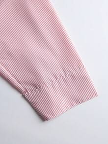 Casual Commuter Pink Striped Plus Size Shirt - Multicolor - View 6