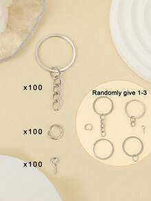 300pcs Key Rings, 100pcs 25mm With Chain Key Rings, 100pcs Split Rings, 100pcs Screw Eye Pins, Suitable For Resin, Crafts And Key Chain DIY, Car Accessories, Bag Charms, Backpack Decorations, Suitable For School, Cute Gothic Y2K Christmas Gift Ideas, Bag Accessories Lanyards, Car Accessories Bag Charms Gifts For Mother, Father, Graduation, And Teacher - Silver - View 8