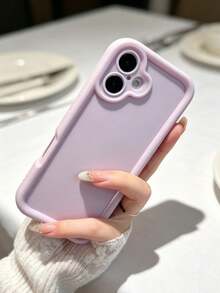 Minimalist Thick Shockproof Light Purple Full Coverage Phone Case, Compatible With IPhone 17/17 Pro/17 Pro Max/16 Pro Max/16/16 Pro/16 Plus/16E/15/15 Plus/15 Pro/15 Pro Max/11/12/13/14 Pro Max/XS/XR/11 Pro/11 Pro Max/12 Pro/12 Pro Max/13 Pro/13 Pro Max/7 Plus/14 Pro/14 Pro Max/14 Plus/7 Plus/8 Plus/8, Soft Shell Waterproof Shockproof Scratch-Resistant, Fresh Fashion Spring/Summer New Phone Case - Purple - View 7