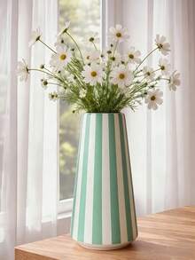 極簡風綠白條紋花瓶，適合居家使用 - 1PC - 查看 6