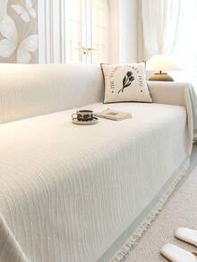 Sarung Sofa Minimalis Modern Warna Beige Satu Bagian, Desain Seksi, Cocok untuk Sofa 3 Dudukan dan Sofa untuk Banyak Orang; Kain Chenille yang Dapat Dicuci, Pelindung Sofa Anti Gores Hewan Peliharaan, Tersedia Berbagai Ukuran untuk Berbagai Pengaturan, Selimut Sofa Multifungsi, Dekorasi Lembut Ruang Tamu - Putih - View 12