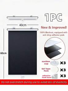 1pc/2pcs Blackout Roller Blinds, Suction Cup Installation, No Drilling Required, Easy To Use, Suitable For Car Windows And Home Windows For Heat Insulation, Sun Protection, Freely Expandable, Modern Style, Suitable For Bedroom And Multiple Rooms (Please Note), Please Soften With Hot Water Before Use And Place In A Well-Ventilated Area For 1-3 Days To Remove Odor From Material - Sunshade Roller Blind - View 8
