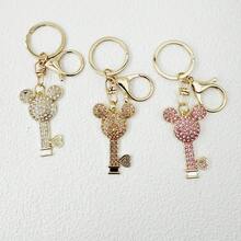 Disney 1個水鑽米奇鑰匙造型鑰匙圈，可愛卡通包包吊飾掛飾，附龍蝦扣 - N - 查看 4