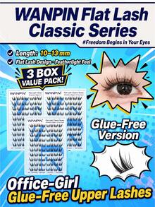 WANPIN WAN PIN Glue-Free Segmented False Eyelashes, Natural Realistic Style For Daily Commute, Ultra Soft Comfortable Easy To Wear, 10-13mm Mixed Length, Lightweight Flat Lash Fiber, C Curl, Manga Clustered Eyelashes - View 7