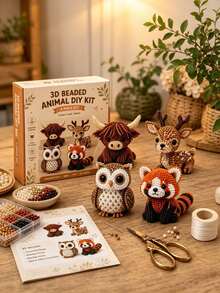 Kit DIY de Escultura de Animales con Cuentas 3D, 4 Piezas, Conjunto de Escultura de Aves/Animales Hecha a Mano, Incluye Todos los Materiales, Adecuado para Principiantes, Manualidad Divertida y Relajante, Regalo de Pasatiempo para Adultos, Esencial para Vacaciones, Decoración del Hogar, Decoración de la Habitación (Incluye Instrucciones) - Multicolor - Ver 10