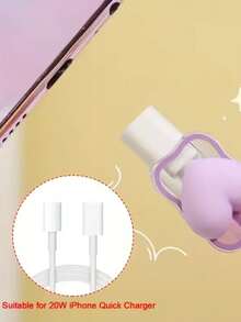 4 buah Pelindung Kabel Pengisian Cepat 20W Berbentuk Hati Ukuran 59,06 Inci - Bahan TPU, Kabel Pengisian dan Baterai Tidak Termasuk - Berwarna merah muda - View 4