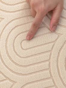 1pc Geometric Line Jacquard Fleece Sofa Cover, Minimalist Elastic One-Piece Sofa Slipcover, Pet-Friendly Anti-Slip Anti-Dirt, Machine Washable, Full Coverage Sofa Protector For All Seasons, Includes 45*45cm Pillowcase - Beige - View 10