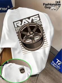 RAYS TE37 Wheel Rim Print, A Super Popular Design In The Car Modification Scene, Is Featured On Both The Front And Rear. Also Included Is A Chunky - White - View 1