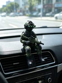 1件特種部隊士兵動作公仔，配夜視鏡與突擊步槍，軍事戰術可動人偶，坐姿書架桌面擺飾，居家辦公室裝飾 - A1 - 查看 5