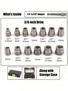 14pcs Industrial Grade Anti-Seize Nut Removal Tool Set, Anti-Seize Socket, Loose Nut, BBA Anti-Theft Screw, Broken Nut, Odd-Shaped Nut Removal Tool, High-Temperature Forged Material, Durable And Long-Lasting - A - View 3