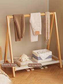 Folding Clothes Hanger For Kids, Freestanding Hanger For The Bedroom, Clothes Drying Rack For The Living Room Or Balcony, Minimalist Coat Rack, Room Decor, Storage Rack, Organizing Rack-Perfect For Dresses, Pants, Jeans, And Skirts - Multicolor - View 2