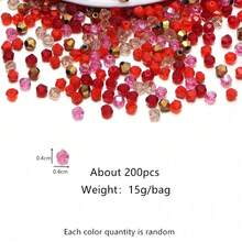 1 Pack Red & Gold Glass Crystal Pointed Beads, Random Color Shades (Random Quantity Per Color), Approx. 200pcs/Bag - Red - View 3