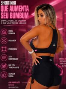 Conjunto Moda Fitness Shorts E Top Academia Premium - Preto - Visão 1