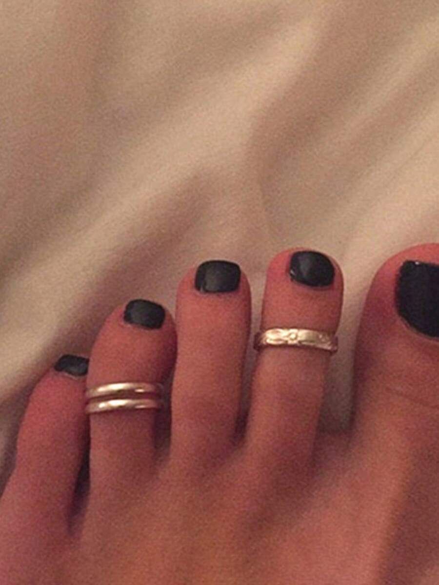 1 buah Cincin Jari Kaki Minimalis Terbuka, Dapat Diatur, Baja Titanium, Emas 18K, Tahan Air, Tahan Pudar, Cincin Jari Kaki Pantai Musim Panas - Cincin jari kaki sederhana - View 1