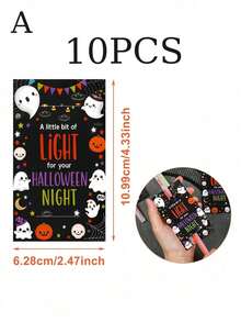 10pcs Halloween Small Card Holder For Light Stick,Pumpkin Ghost Spider Web Design Card Set,Halloween Decoration,Ghost Festival Horror Atmosphere Decoration,Trick Or Treat,Home Decor,Classroom Halloween Party,Birthday Giveaways - Multicolor - View 11