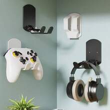 1pc Desktop Headphone Stand, No Drilling Required, Adhesive Headphone Hook, Wall-Mounted Bracket Suitable For All Headphones, Student Dorm And Computer Setup PC Gaming Accessory - Multicolor - View 1