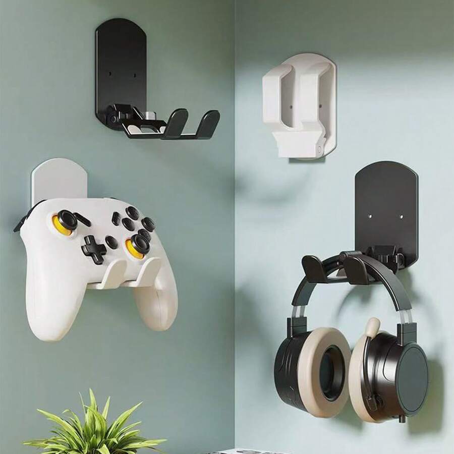 1pc Desktop Headphone Stand, No Drilling Required, Adhesive Headphone Hook, Wall-Mounted Bracket Suitable For All Headphones, Student Dorm And Computer Setup PC Gaming Accessory - Multicolor - View 1