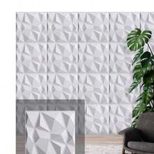 1pc/10pcs/20pcs 3D Diamond Design 3D Wall Sticker, Fire-Resistant & Wear-Resistant Wall Panel, 30x30cm, Matte Black & White, Whole House Wall DIY Decoration - White - View 6