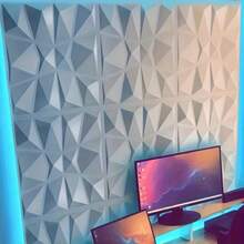 1pc/10pcs/20pcs 3D Diamond Design 3D Wall Sticker, Fire-Resistant & Wear-Resistant Wall Panel, 30x30cm, Matte Black & White, Whole House Wall DIY Decoration - White - View 9