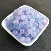 99顆 8mm漸層玻璃珠 半成品圓形彈力珠，適用於珠寶、手鍊與項鍊的手工配件 - 漸層紫--99顆 - 查看 5
